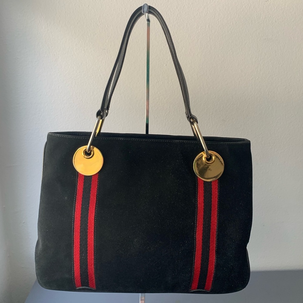 (33) GUCCI 70s Suede Tote - Picture 2 of 12